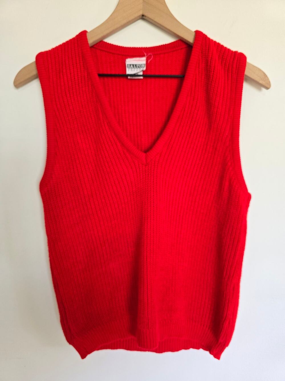 Vintage Salton Pepper Red Knit Sweater Vest Cotton Size S-M